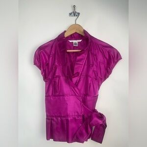 Diane Von Furstenberg Fuchsia Wrap Blouse